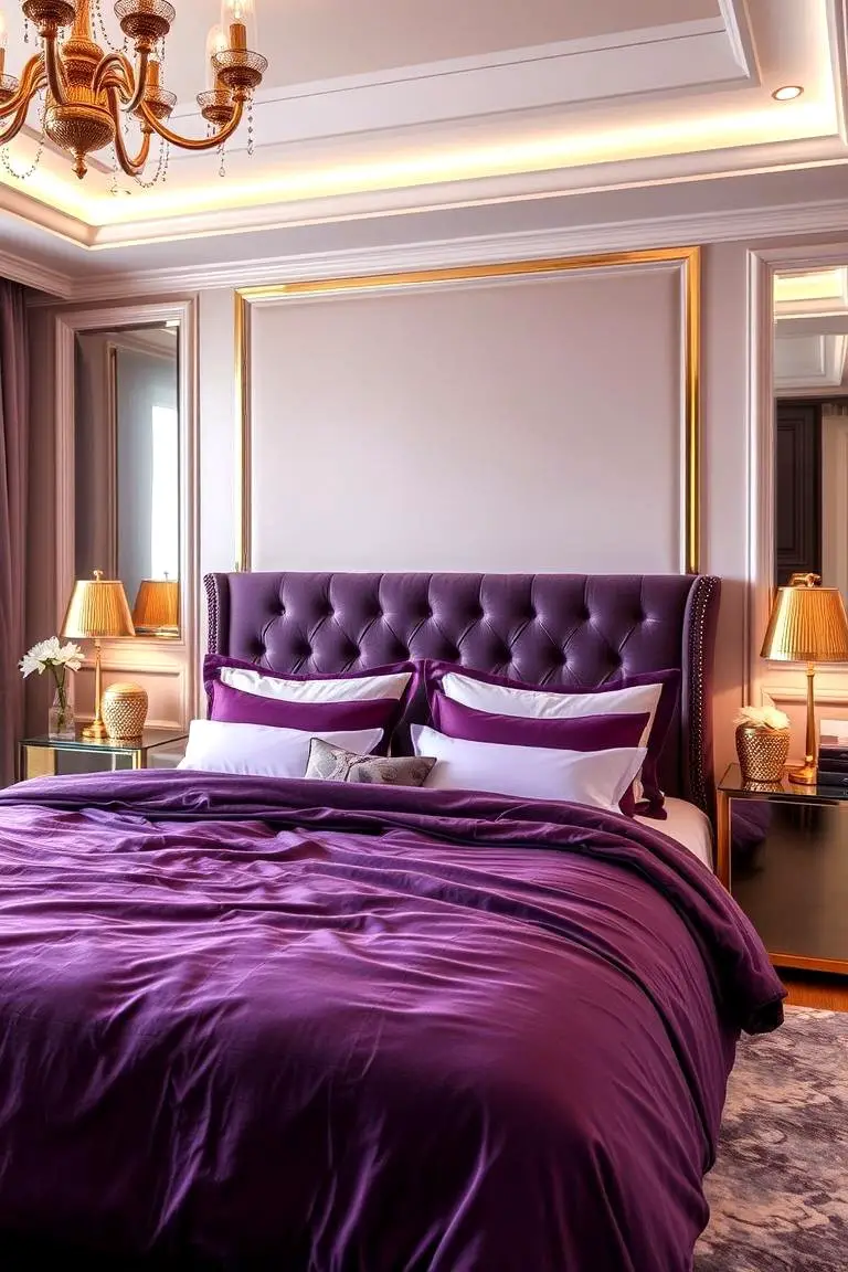 Purple Bedding with Metallic Accents