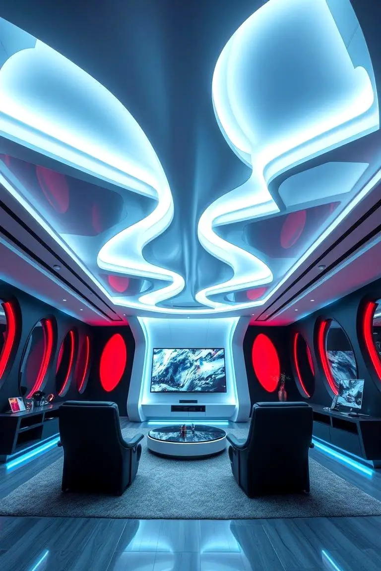 Futuristic Pop Ceiling with LED Lights