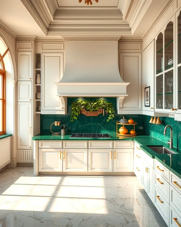 Luxurious Emerald Green with Gold Accents
