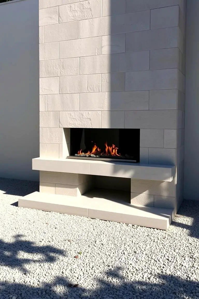 Minimalist Stone Fireplace