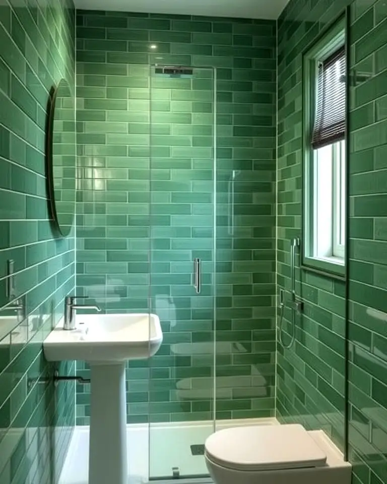 Green Glass Shower Enclosure